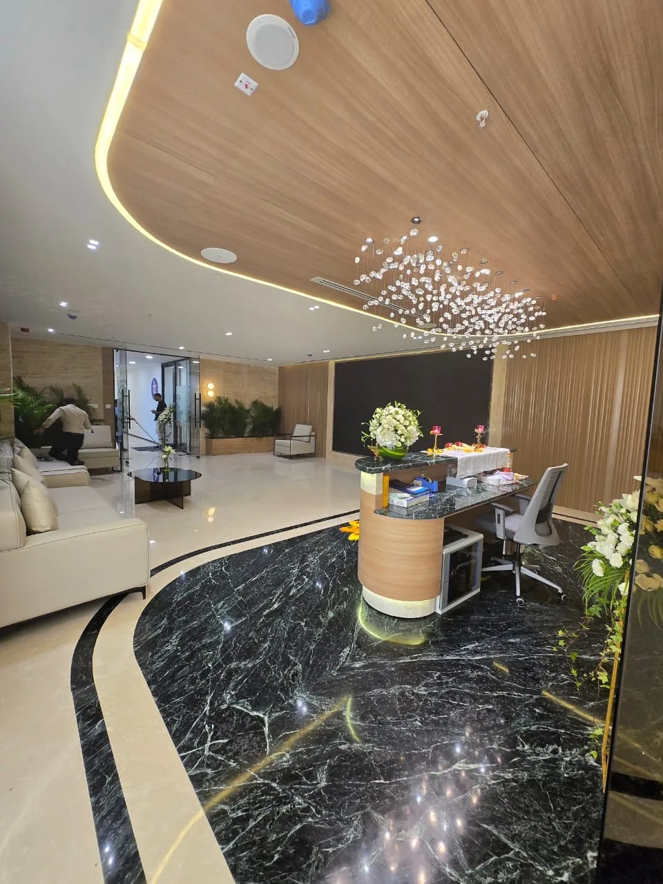 A modern Gurgaon office corridor with natural light